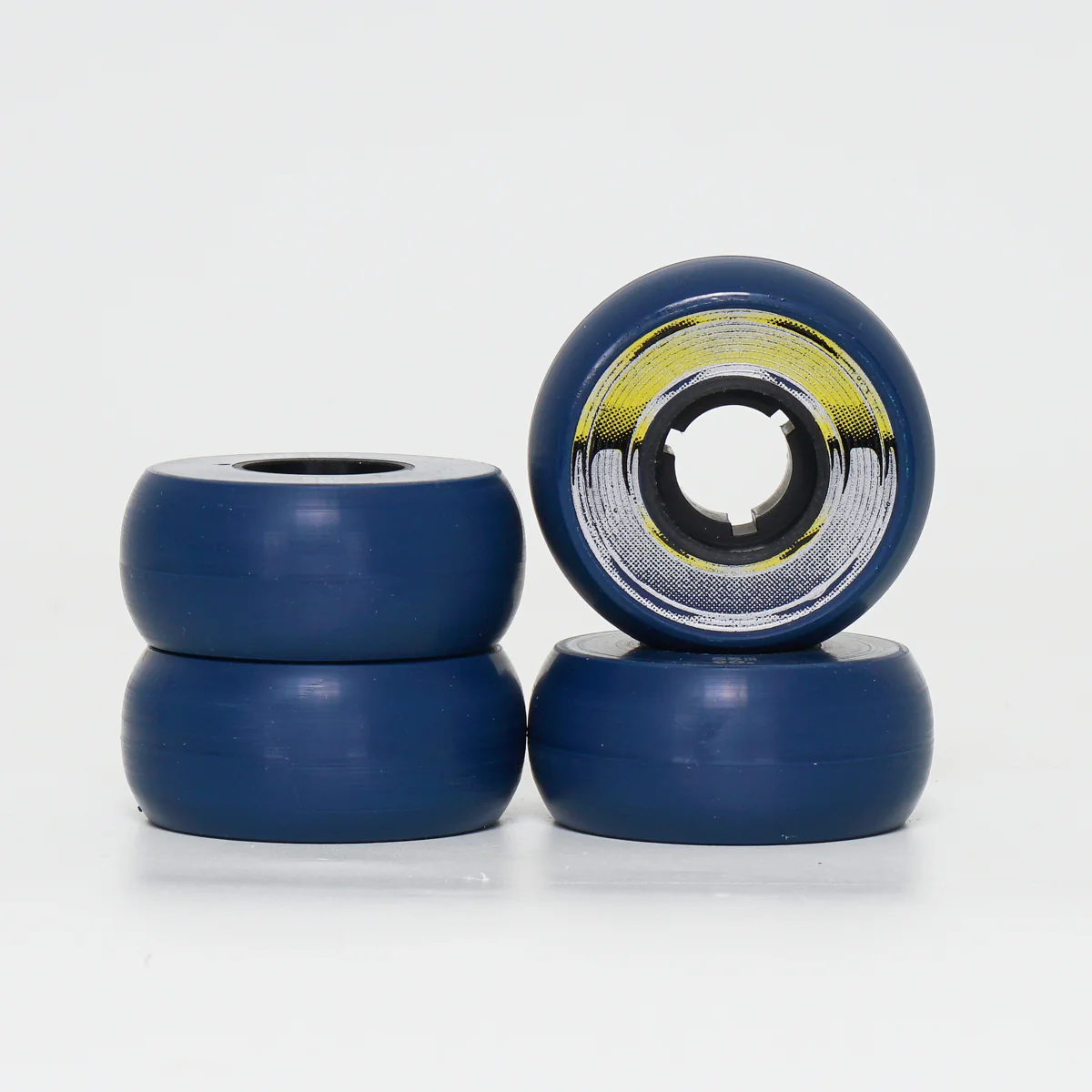 Dead 55mm / 90a Navy Wheels - Yellow / Silver Ring - Image 2