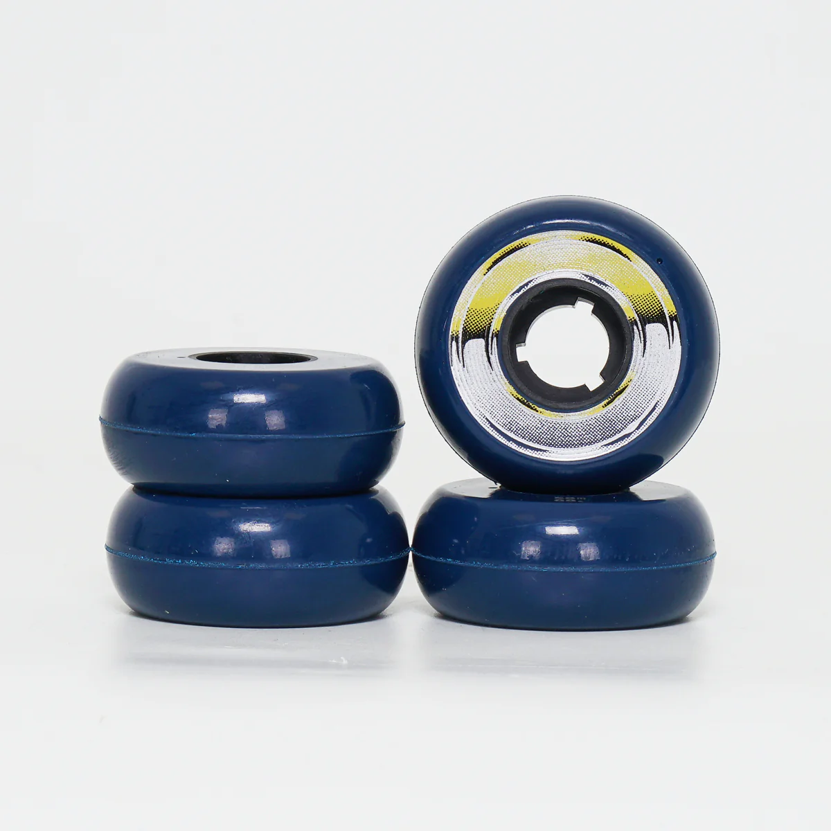 Dead 58mm / 88a Navy Wheels - Yellow / Silver Ring - Image 2