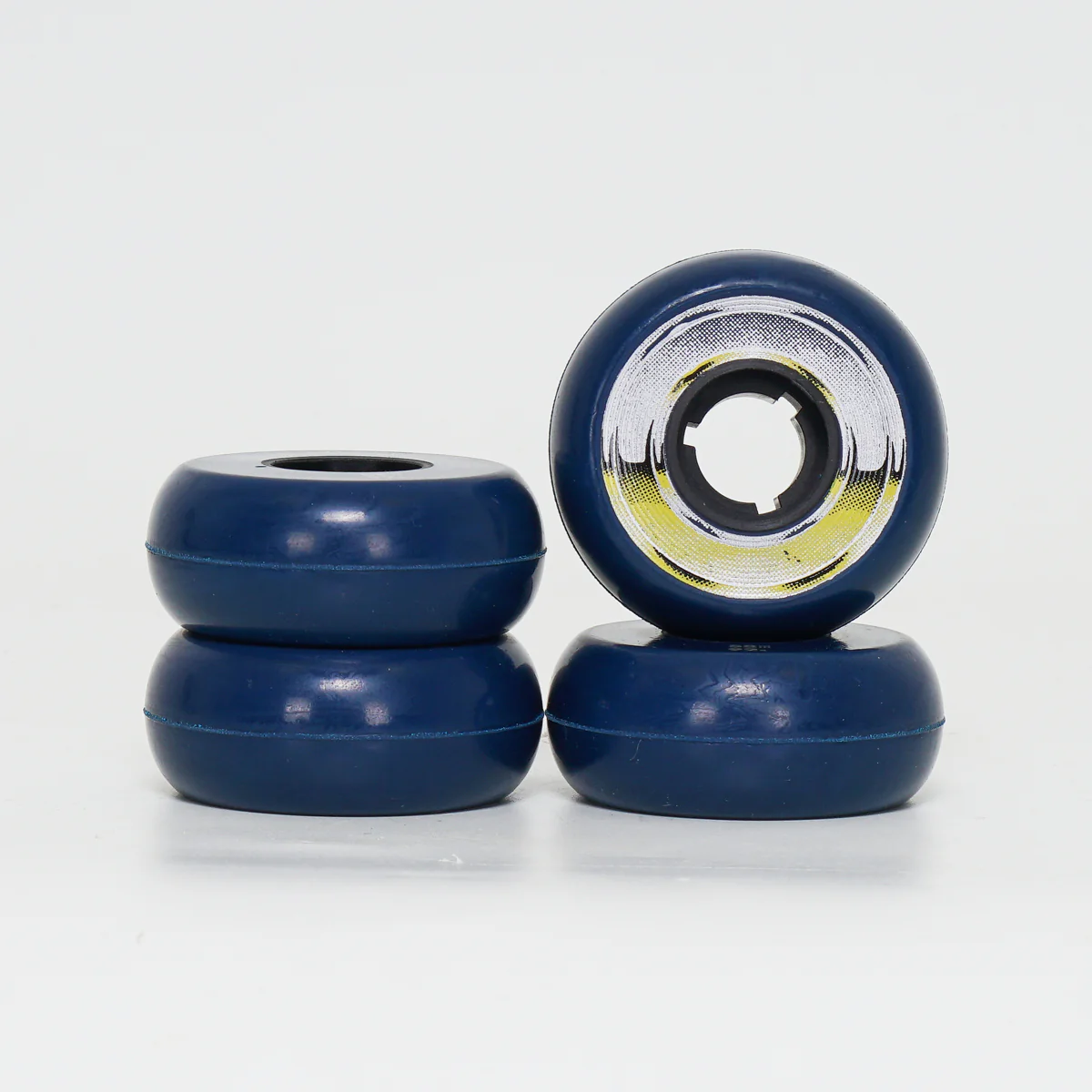 Dead 58mm / 92a Navy Wheels - Yellow / Silver Ring - Image 2