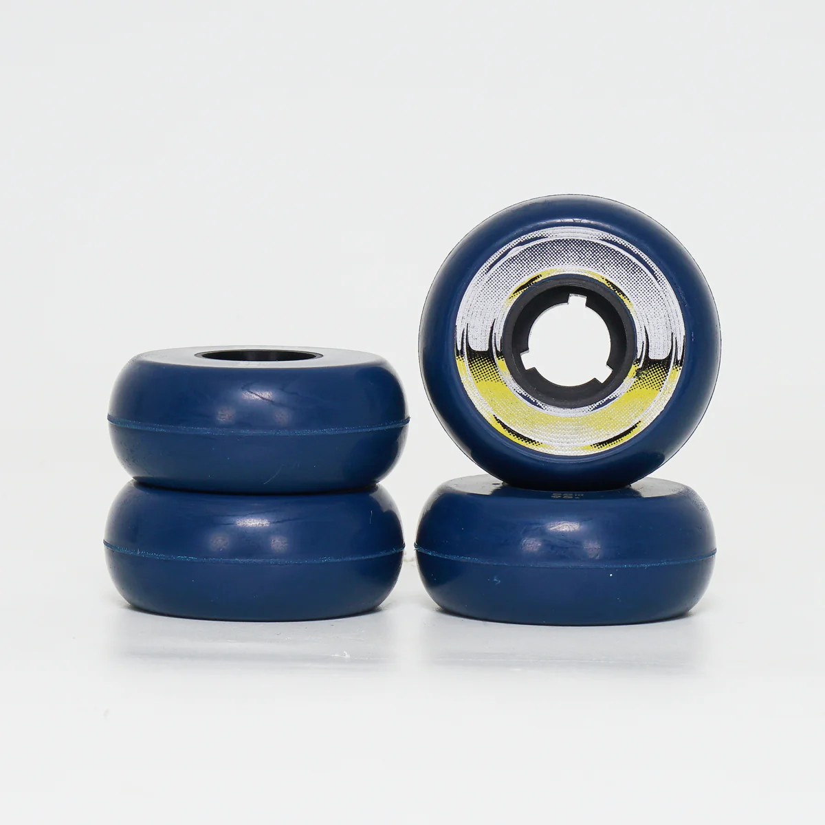 Dead 58mm / 95a Navy Wheels - Yellow / Silver Ring - Image 2