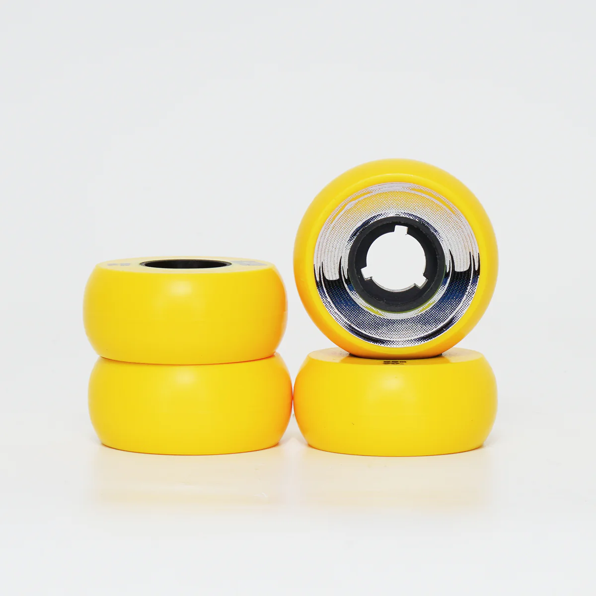 Dead 55mm / 90a Yellow Wheels - Blue / Silver Ring - Image 2