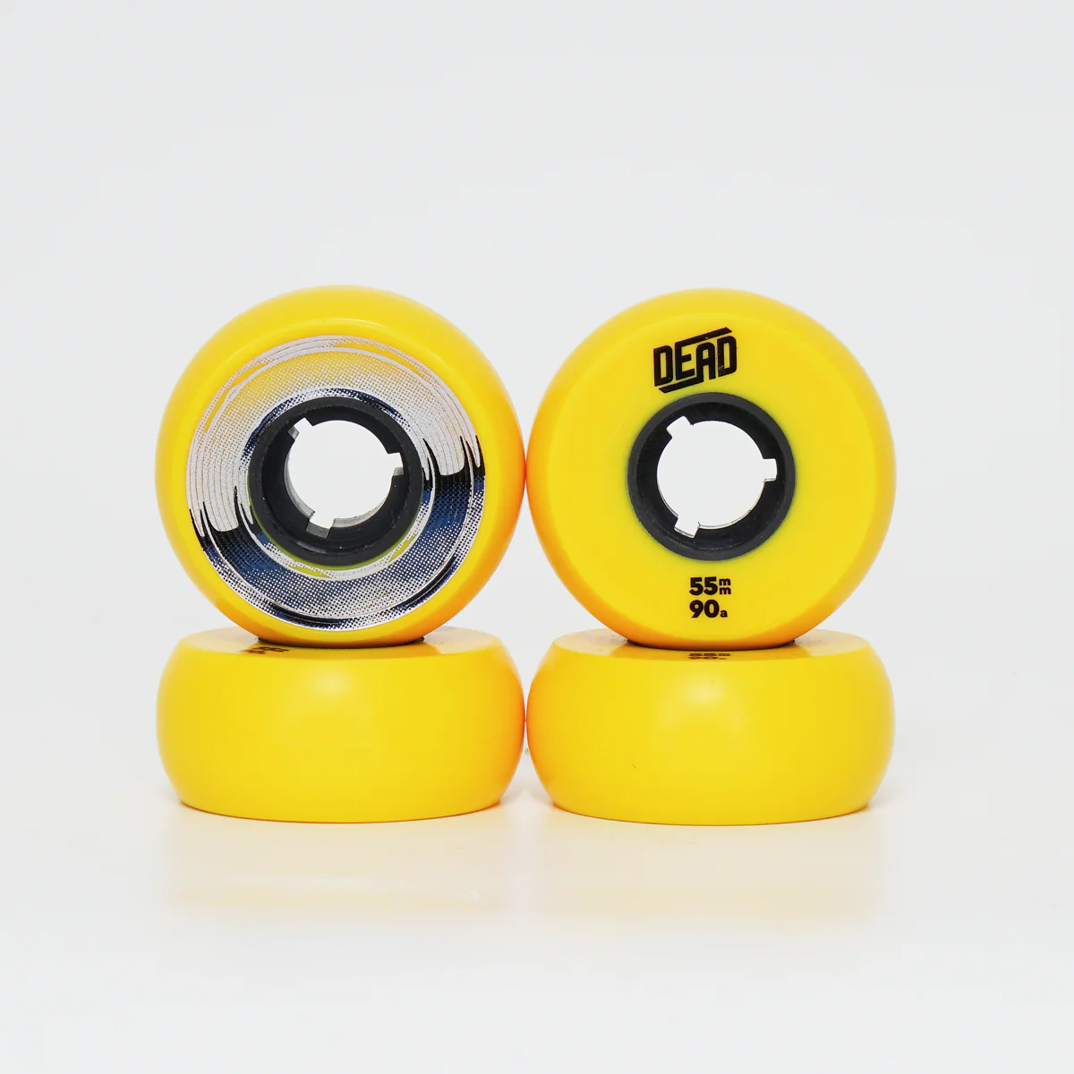 Dead 55mm / 90a Yellow Wheels - Blue / Silver Ring - Image 3