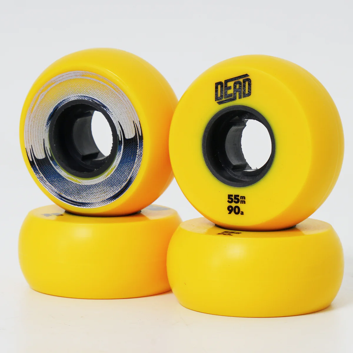 Dead 55mm / 90a Yellow Wheels - Blue / Silver Ring - Image 4