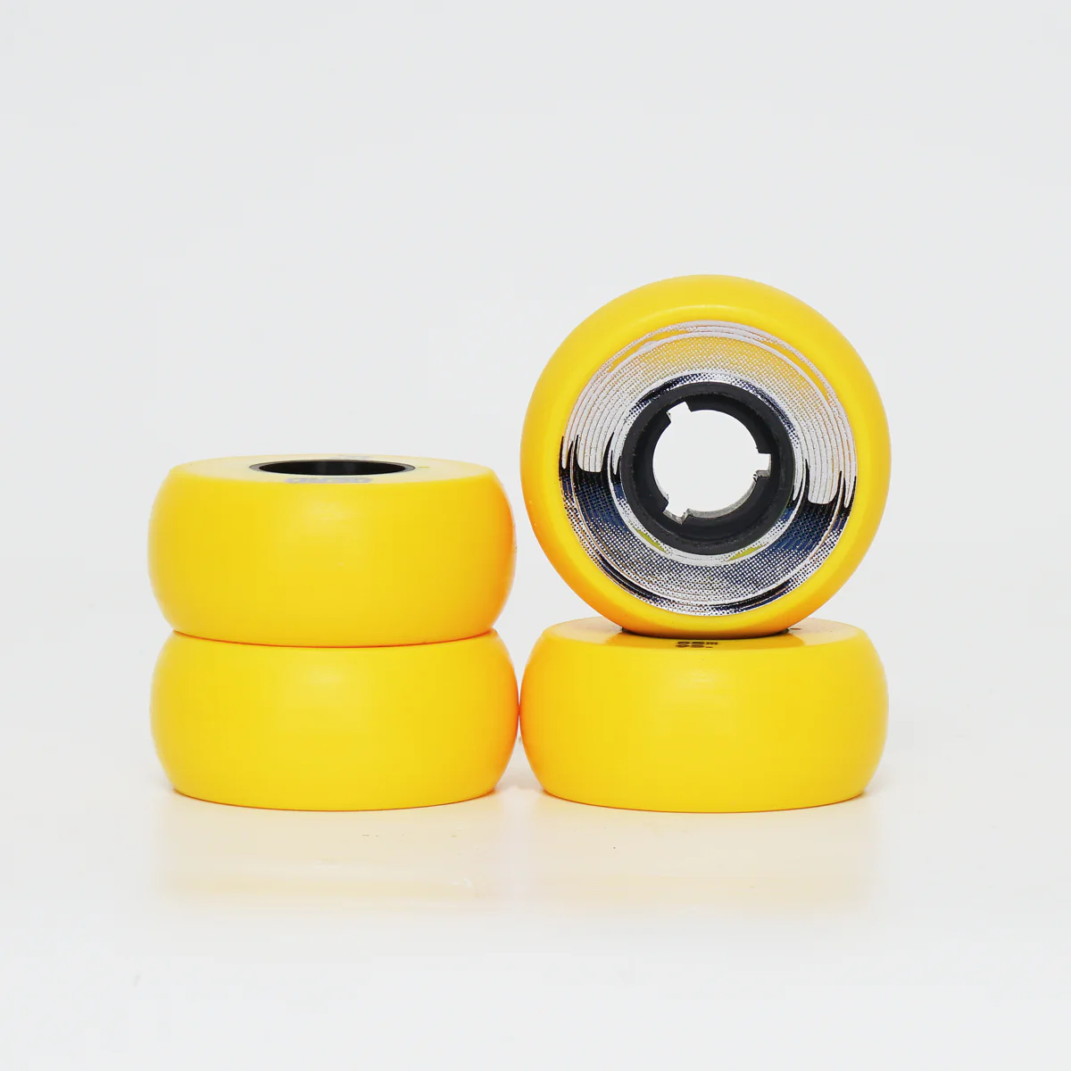 Dead 55mm / 95a Yellow Wheels - Blue / Silver Ring - Image 2