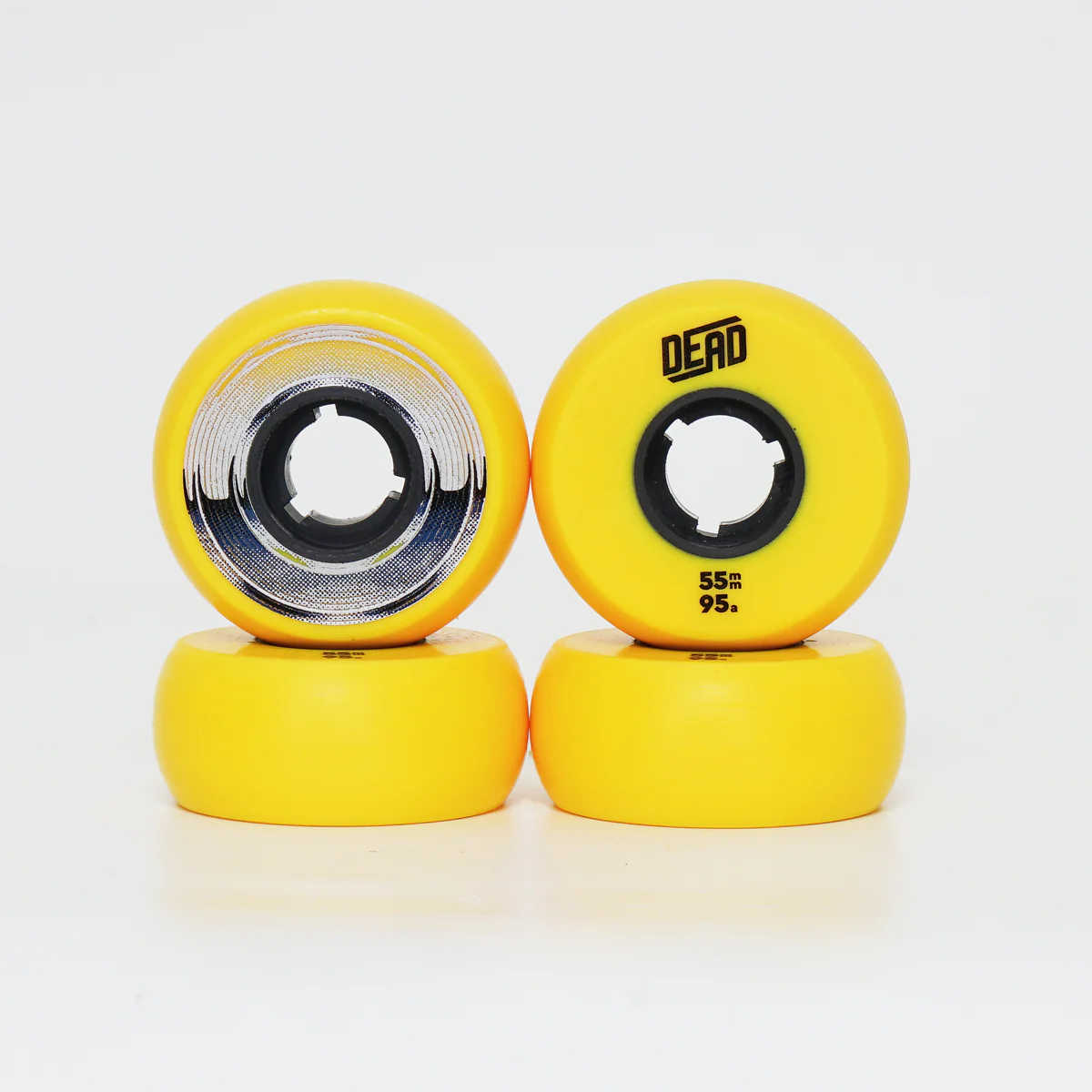 Dead 55mm / 95a Yellow Wheels - Blue / Silver Ring - Image 3