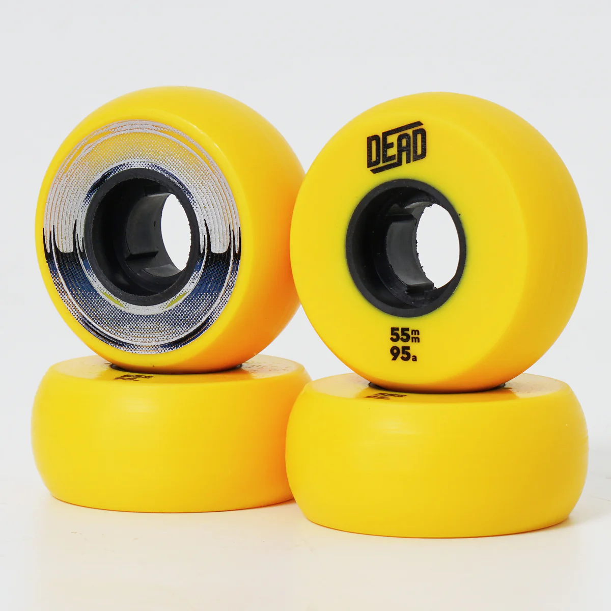 Dead 55mm / 95a Yellow Wheels - Blue / Silver Ring - Image 4