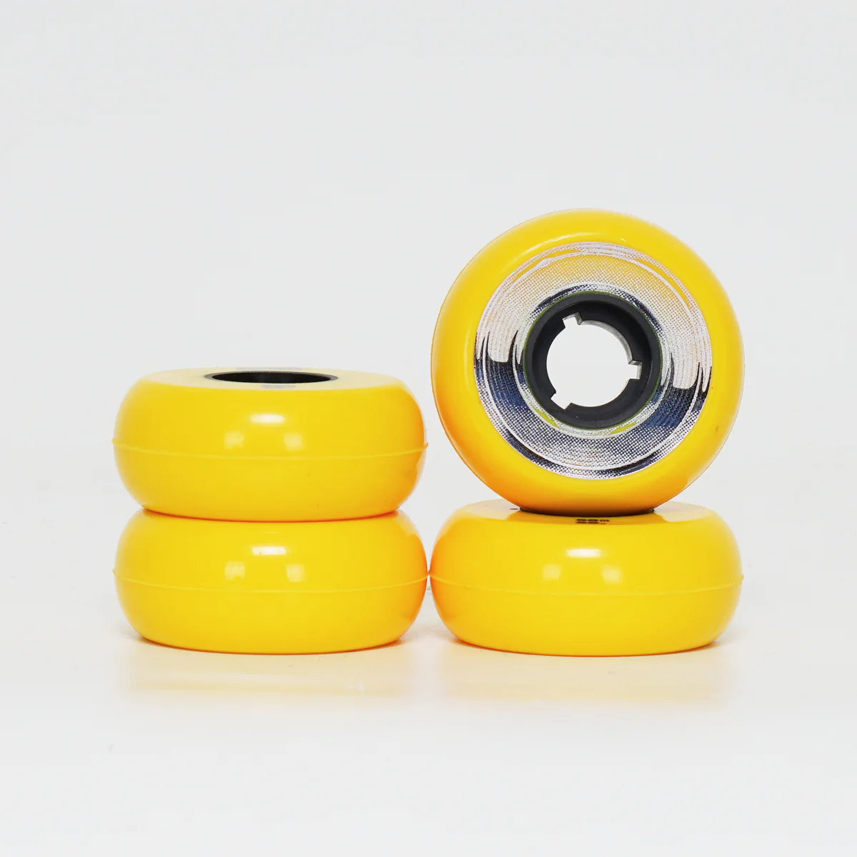 Dead 58mm / 88a Yellow Wheels - Blue / Silver Ring - Image 2