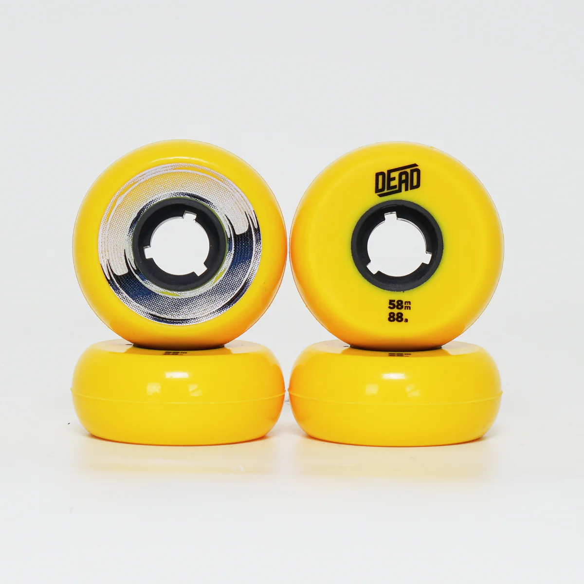Dead 58mm / 88a Yellow Wheels - Blue / Silver Ring - Image 3
