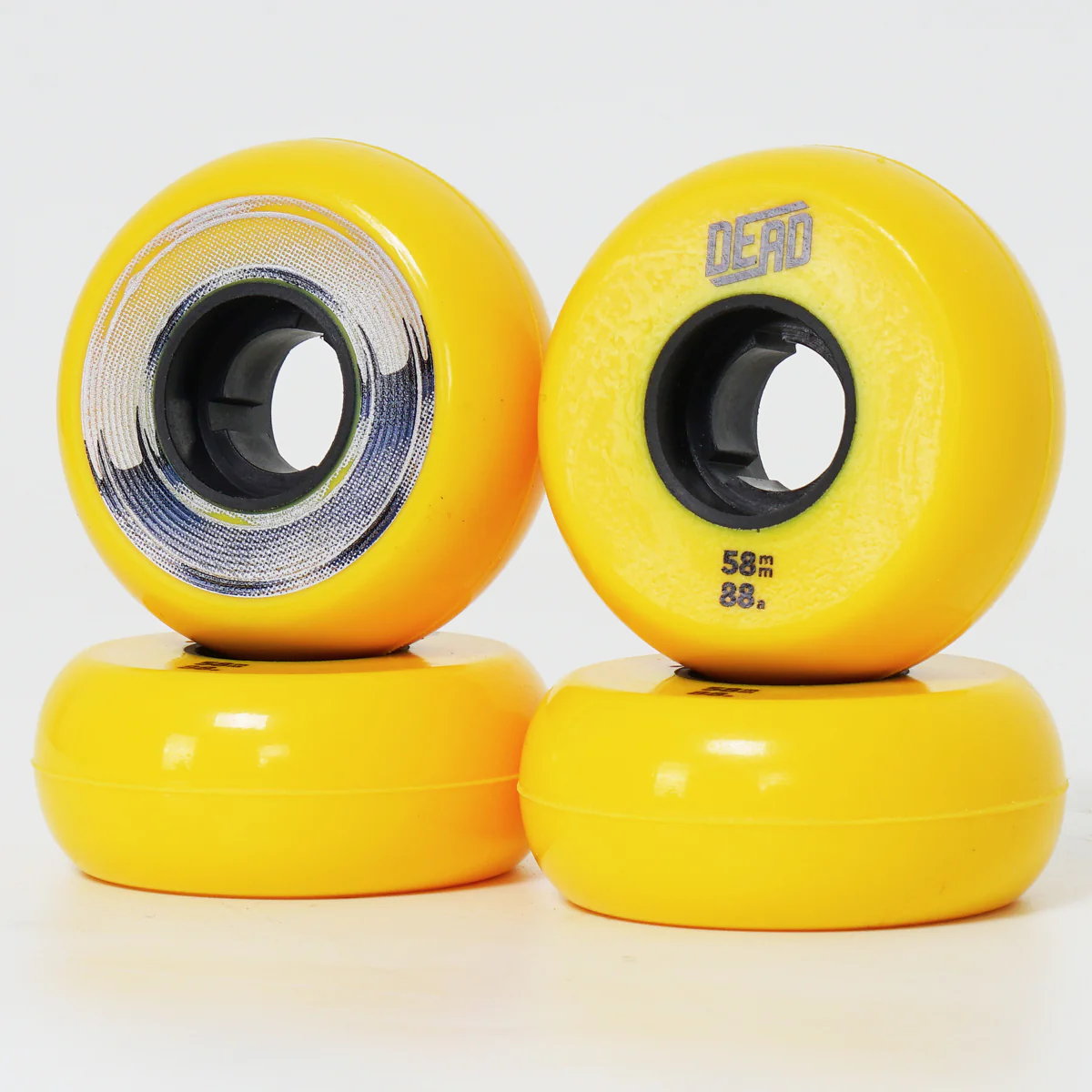 Dead 58mm / 88a Yellow Wheels - Blue / Silver Ring - Image 4