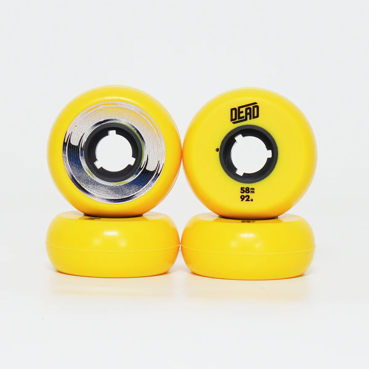 Dead 58mm / 92a Yellow Wheels - Blue / Silver Ring - Image 2