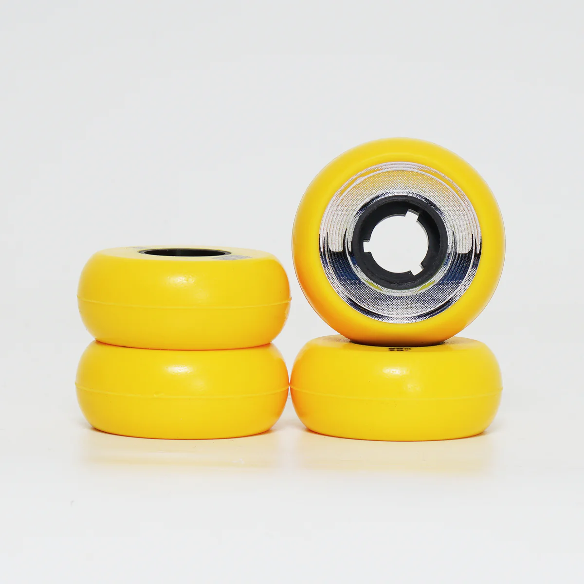 Dead 58mm / 95a Yellow Wheels - Blue / Silver Ring - Image 2