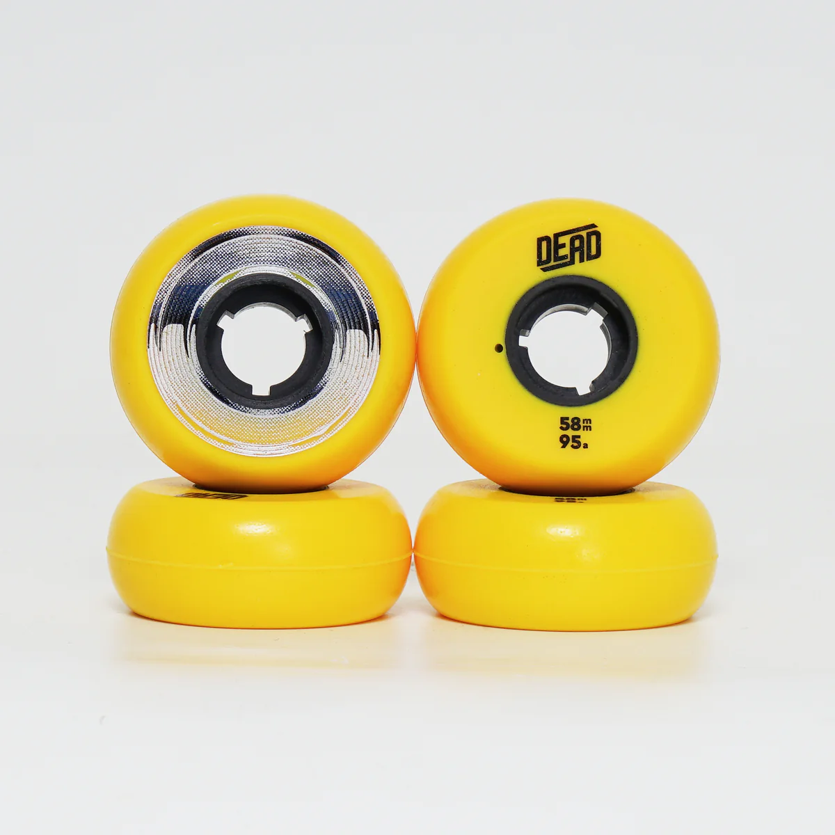 Dead 58mm / 95a Yellow Wheels - Blue / Silver Ring - Image 3
