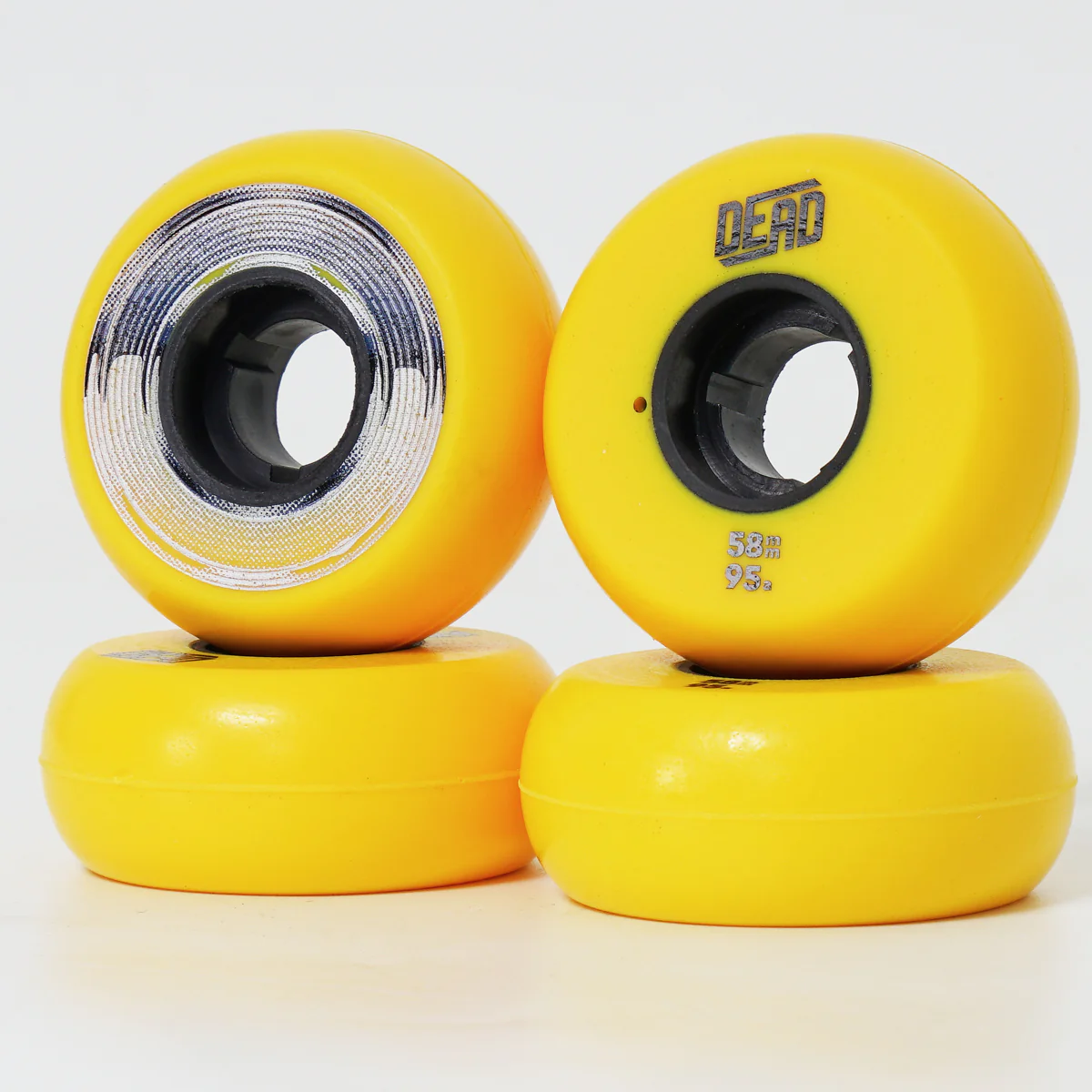 Dead 58mm / 95a Yellow Wheels - Blue / Silver Ring - Image 4