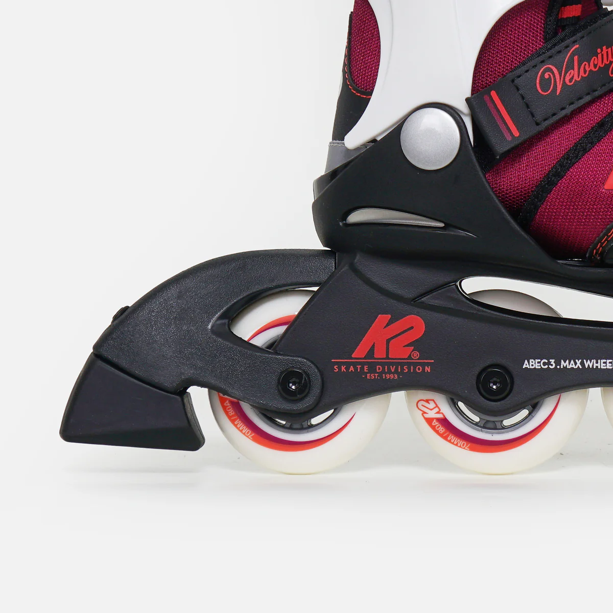 K2 Velocity Girls Adjustable Kids Inline Skates - Red - Image 4