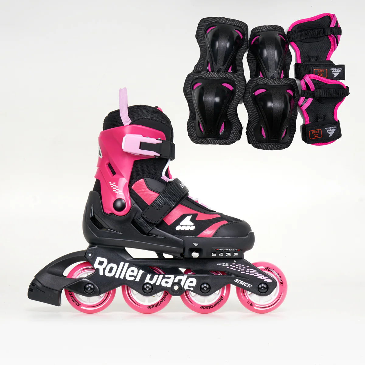 Rollerblade Microblade Combo Junior Adjustable Inline Skates - Black / Pink