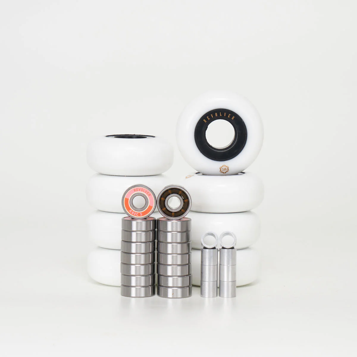 Revolver 58mm - Complete Wheel, Bearing & Spacer Pack (for 8 wheels)