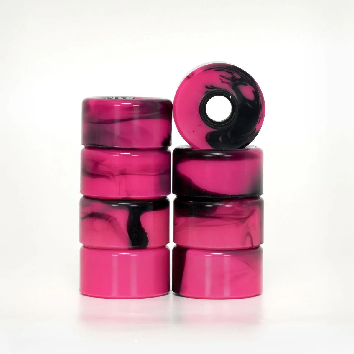 Revolver 65mm All-Surface Roller Skate Wheels - Black & Pink Swirl - Image 3