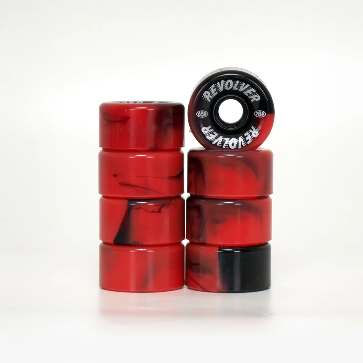 Revolver All-Surface Roller Skate Wheels - Black & Red Swirl