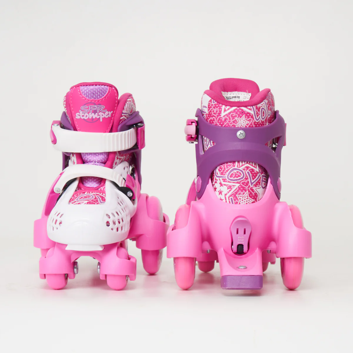 SFR Stomper Adjustable Junior Roller skates - White / Pink - Image 4